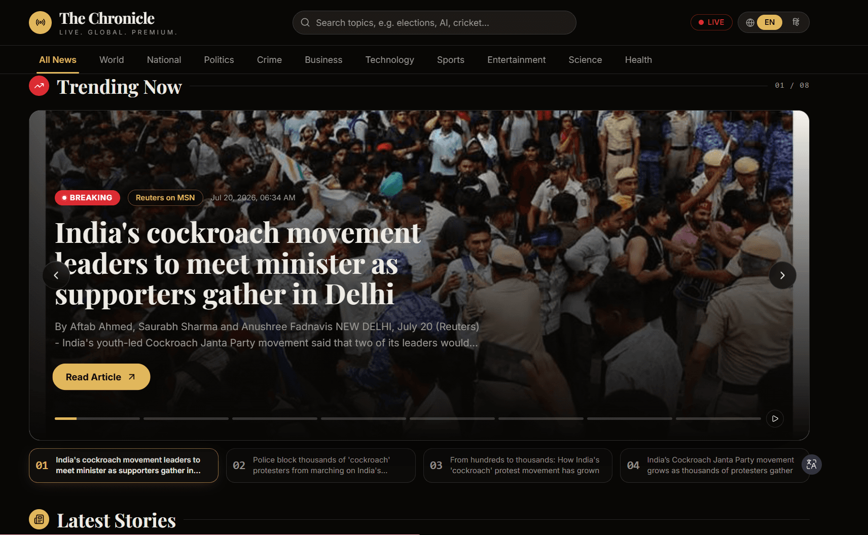 Screenshot of MyNews Web — News Discovery App